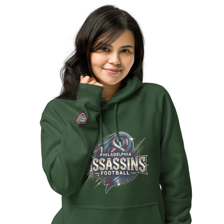 Philadelphia Assassins Unisex Eco raglan Hoodie - Image 13